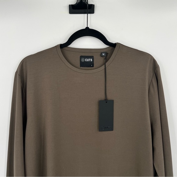 🆕 NWT CUTS AO LS Curve Hem Tee Shirt Shadow Long Sleeve Crew Neck Stretch Large - Picture 8 of 16